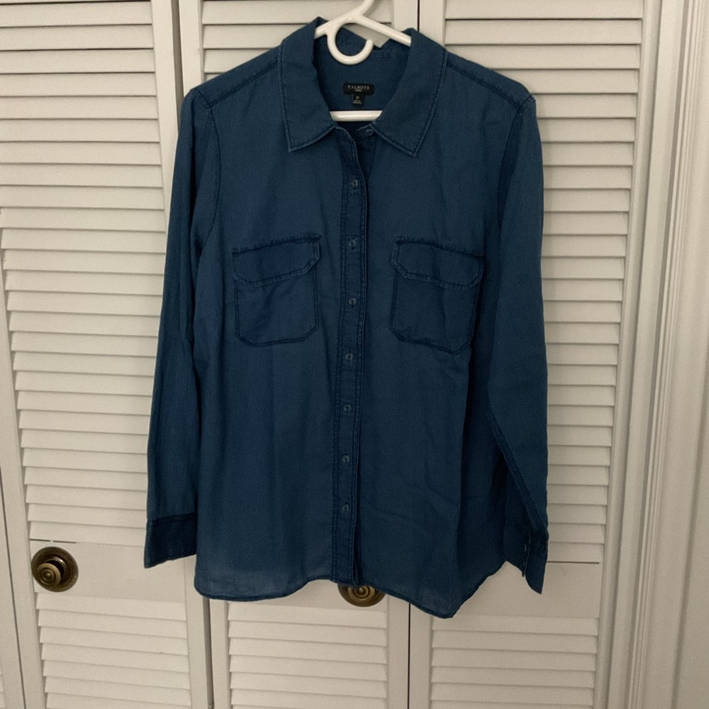 Talbots Women's Blue Button-Up Blouse